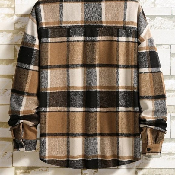 Brown And White Mens Overcoat - Picture 4 of 6